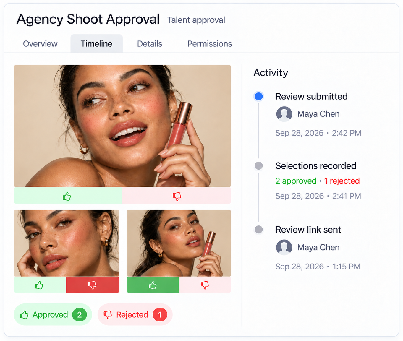 Agency beauty shoot approval panel