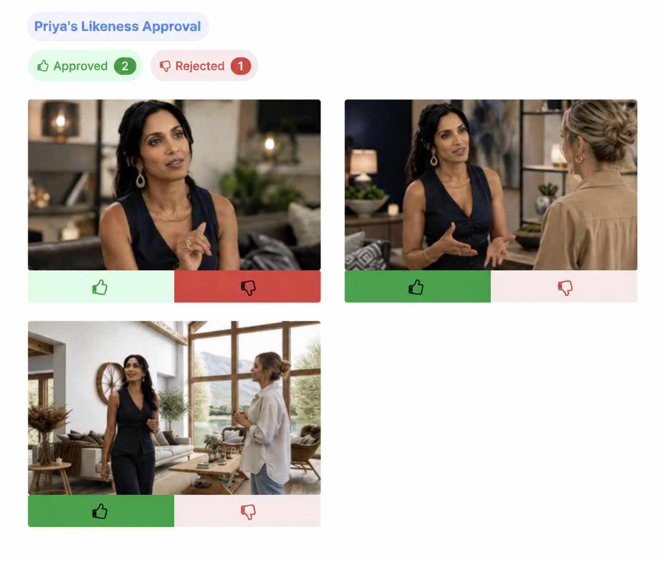External talent review screen with approve and reject controls