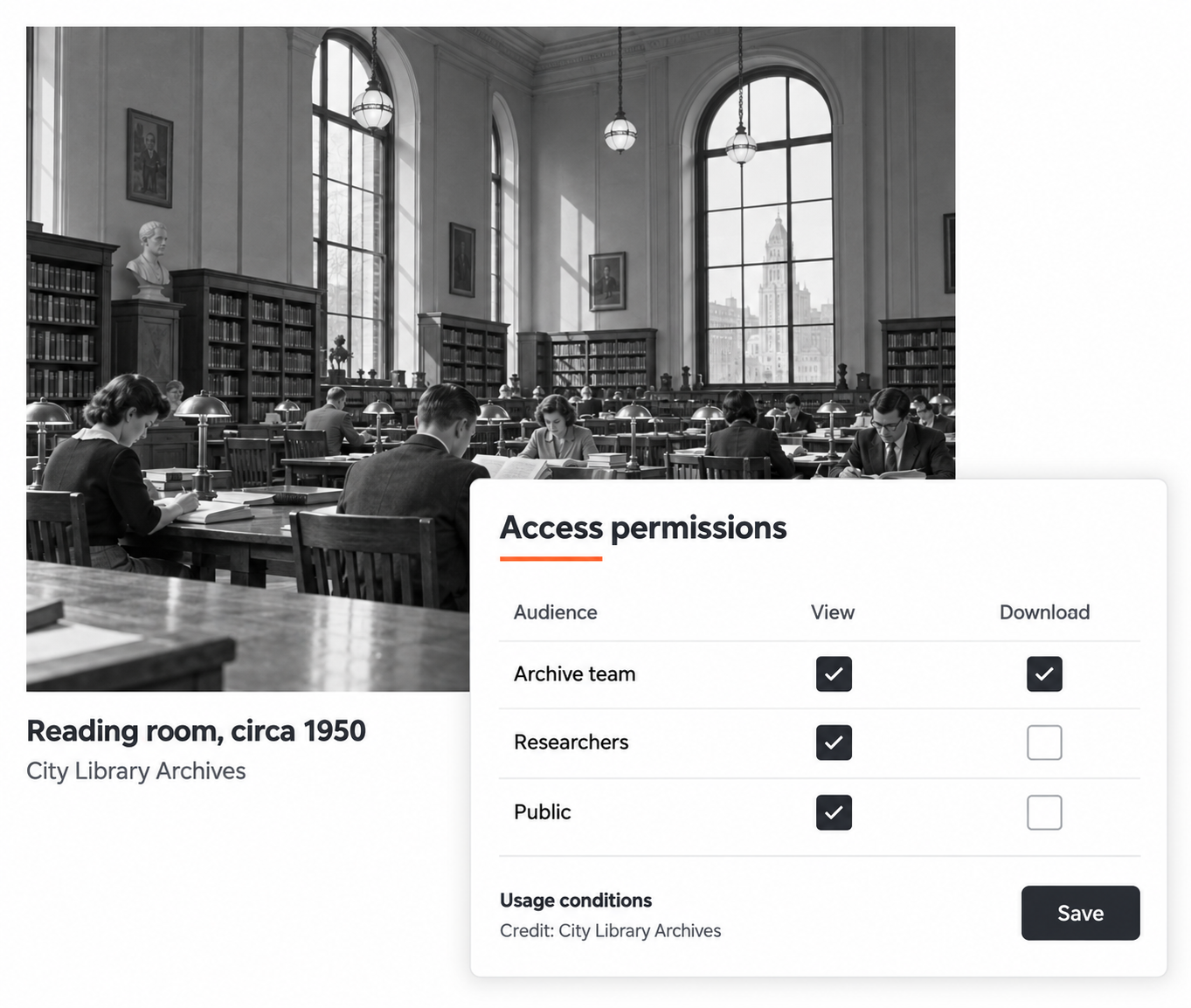 Archival photo audience access settings