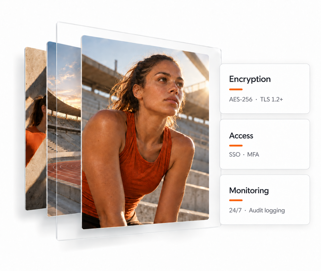 Athlete portrait with security panels