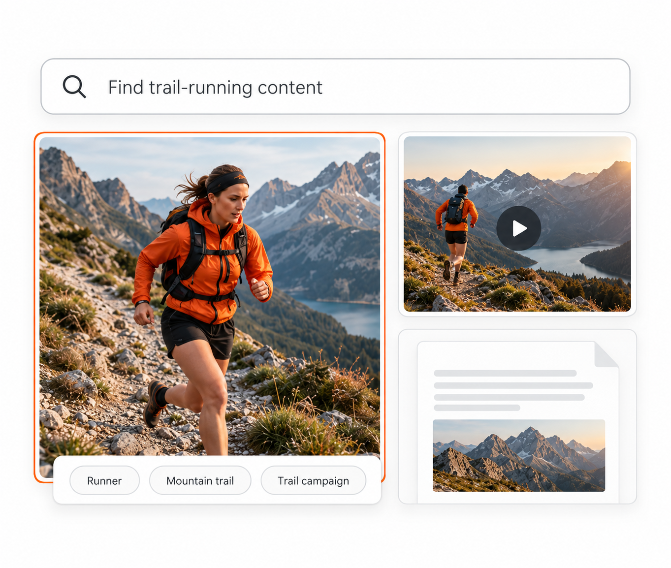 Trail-running content search interface