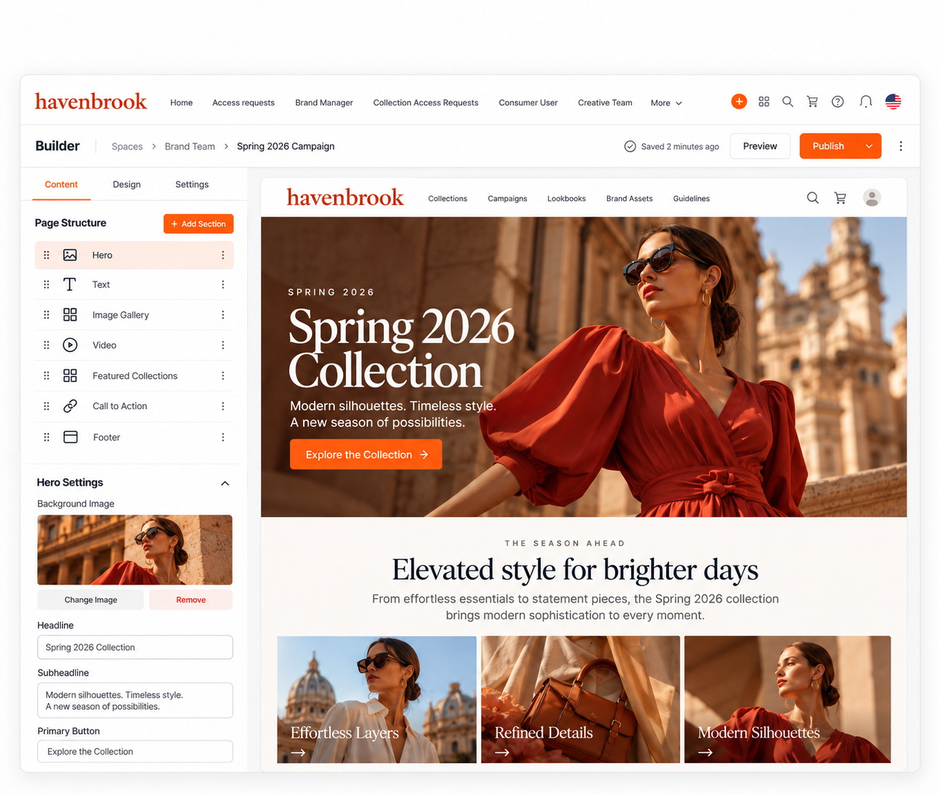 Orange Logic Builder branded destination