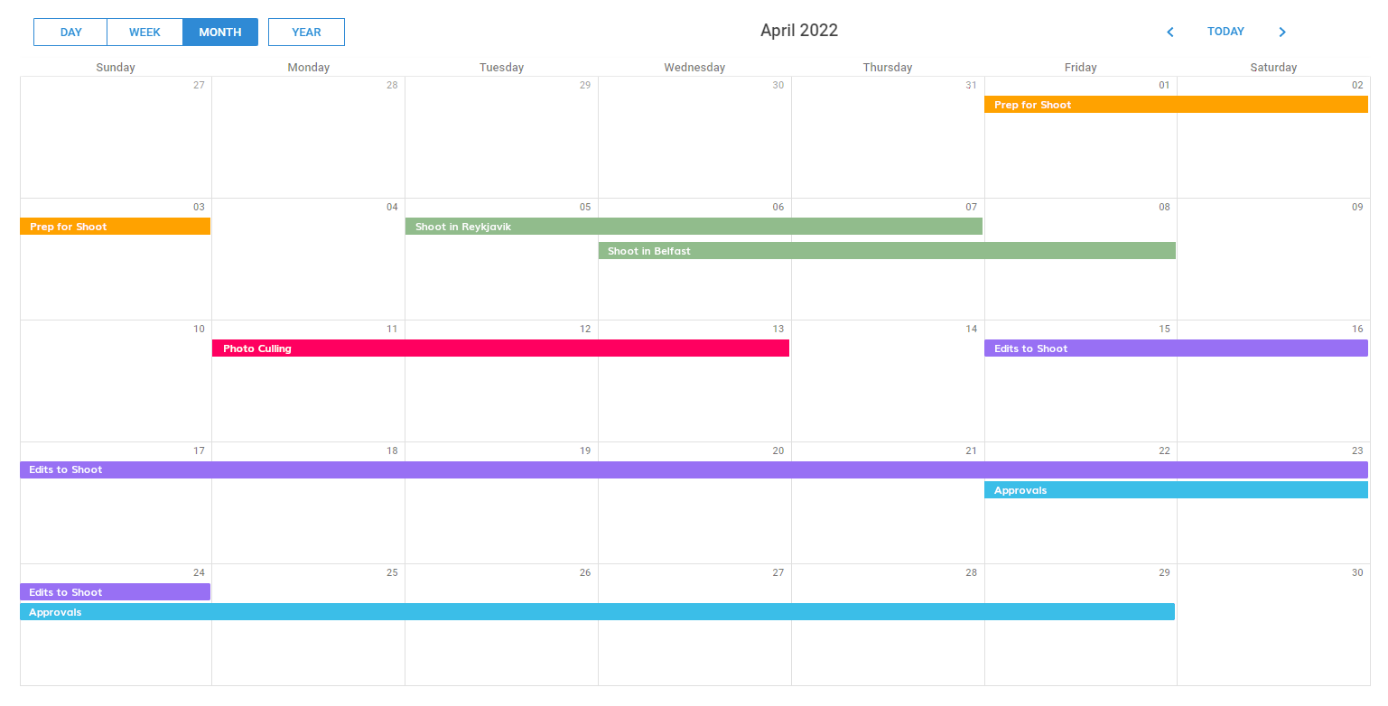 Calendar - Production Schedule