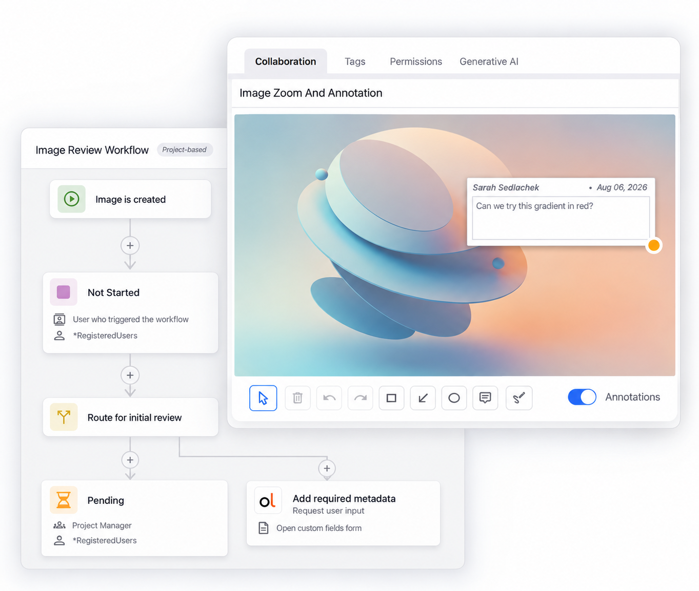 Creative review and approval with precise feedback in Orange Logic