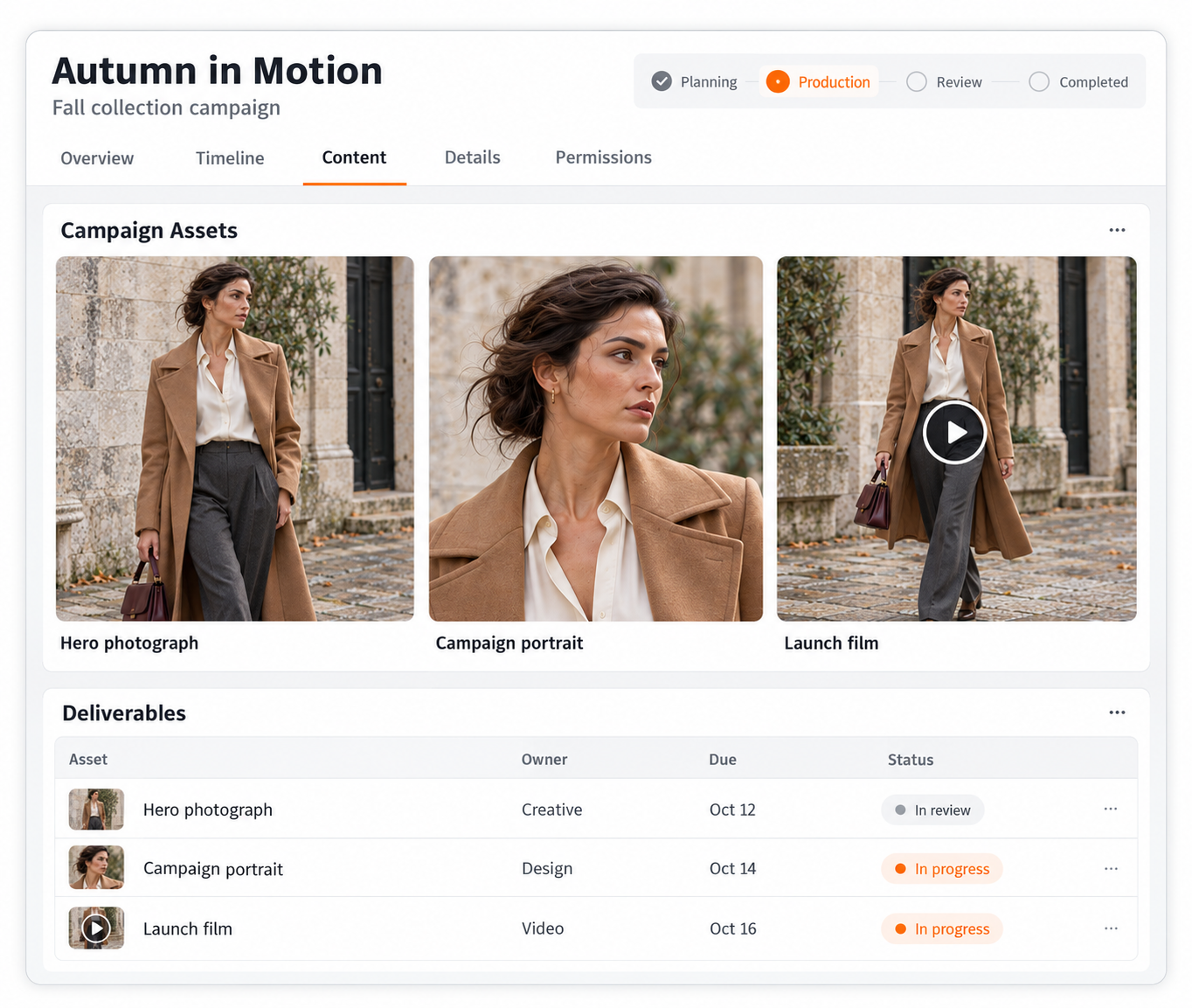 Autumn campaign asset workspace
