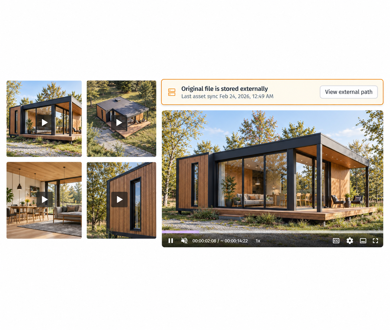 Connected media footage previews searchable across storage locations
