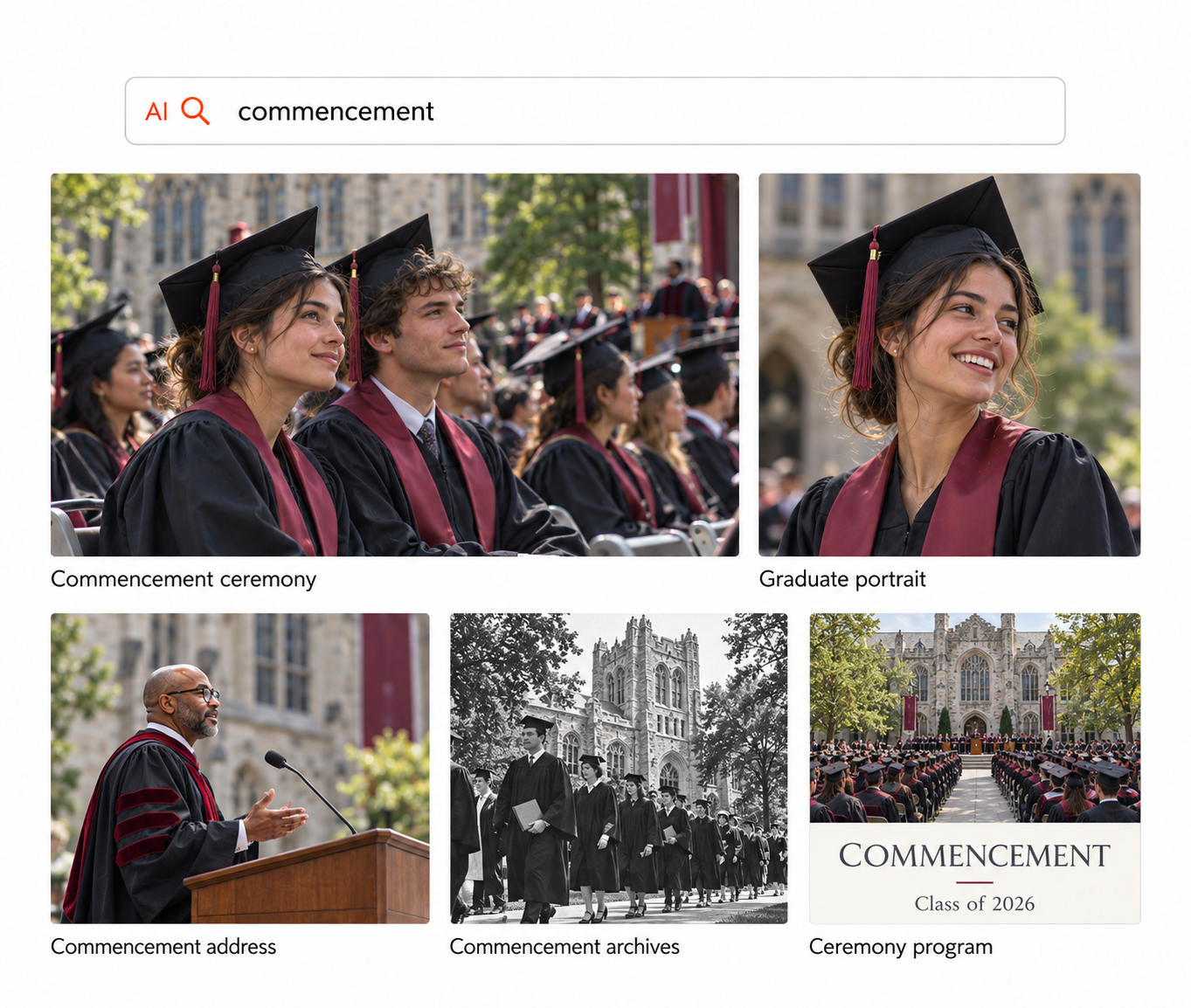 Commencement across a university campus