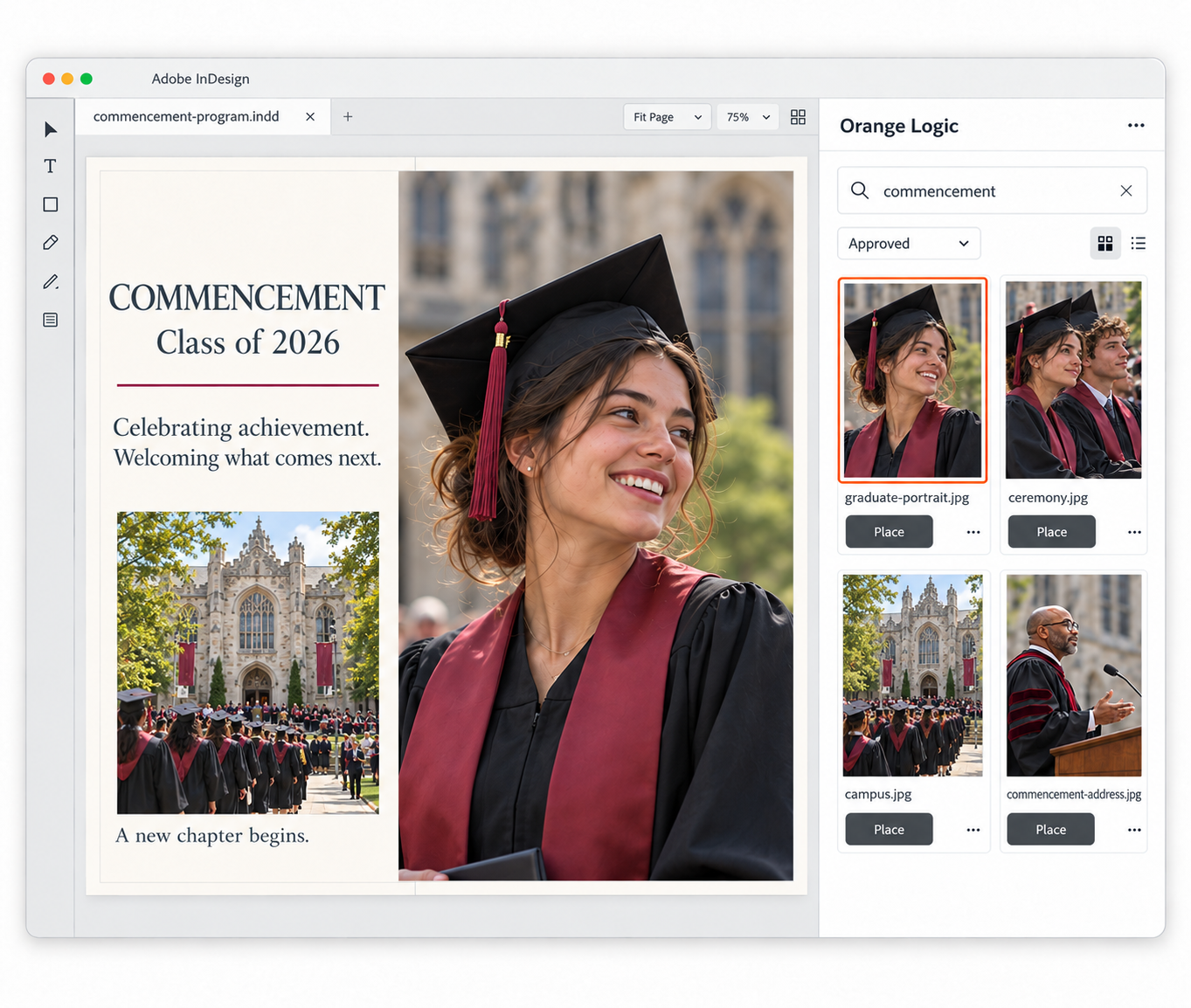 Commencement program in InDesign