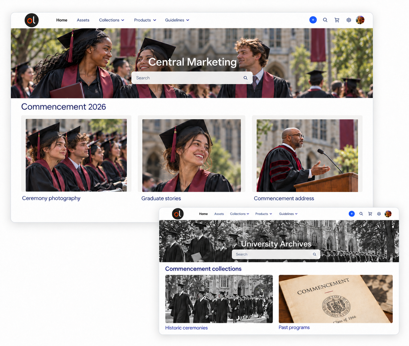 Education browser windows with restored photo banners