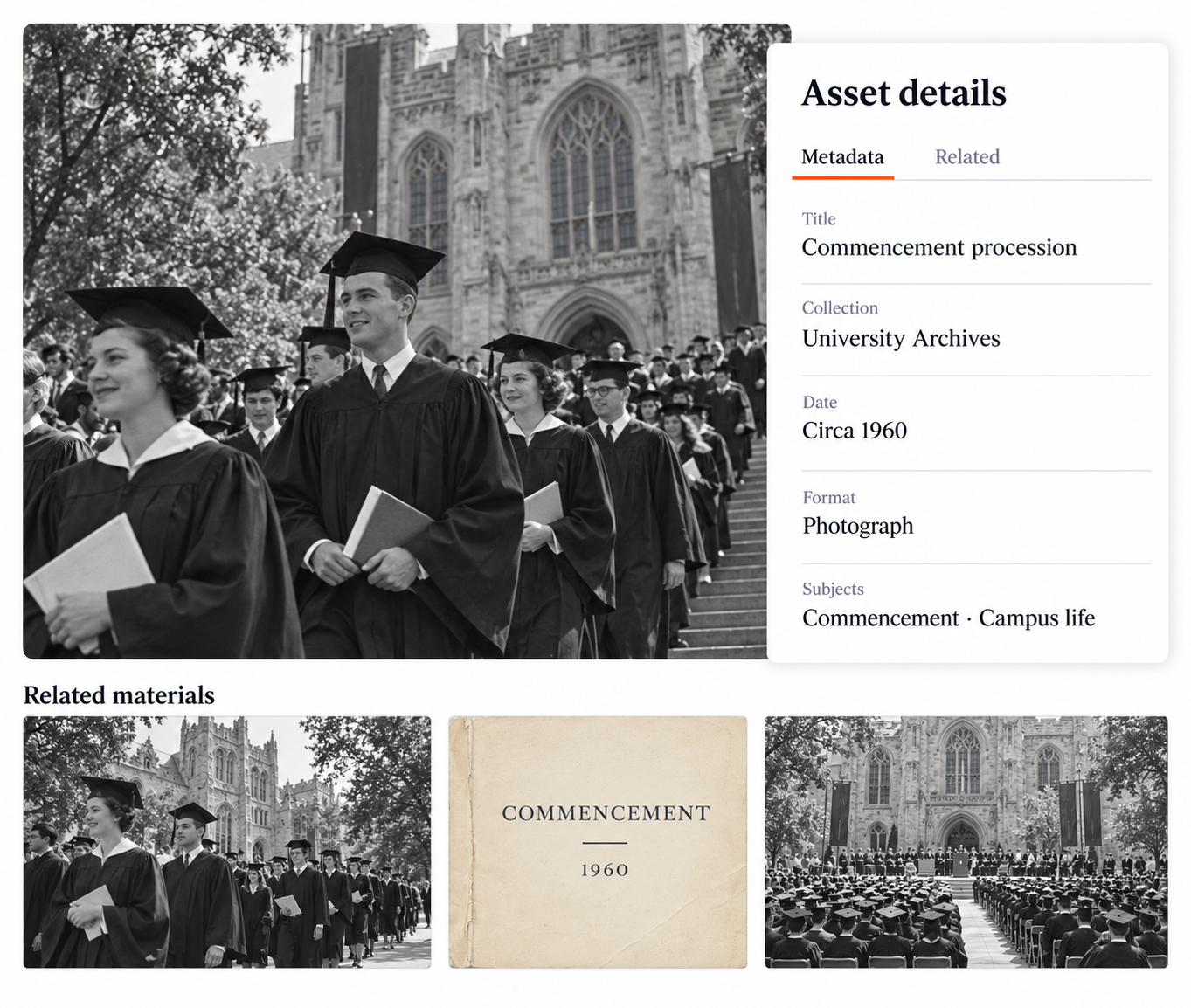 University commencement archive, circa 1960