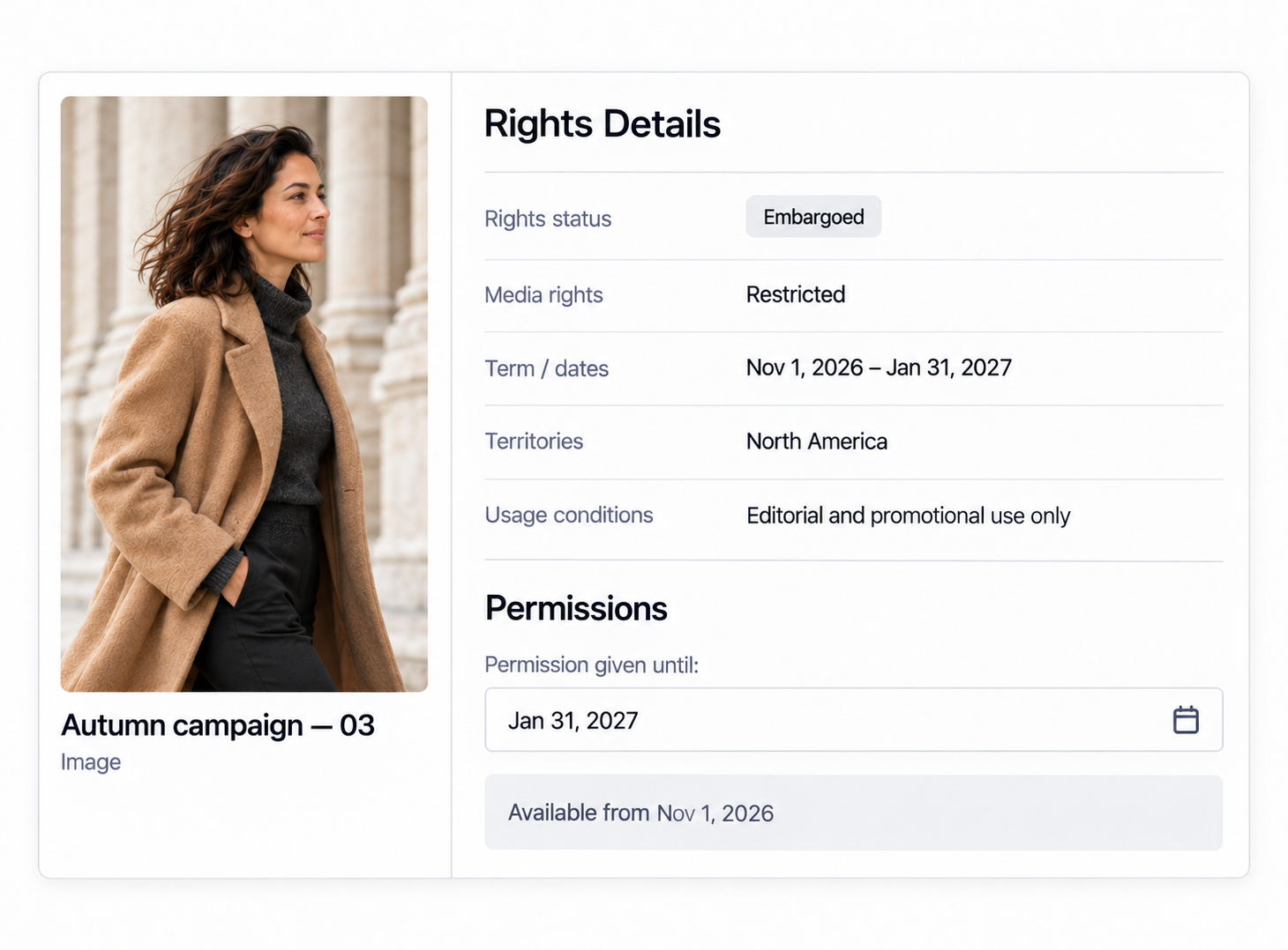 Embargoed Autumn Campaign Rights Details