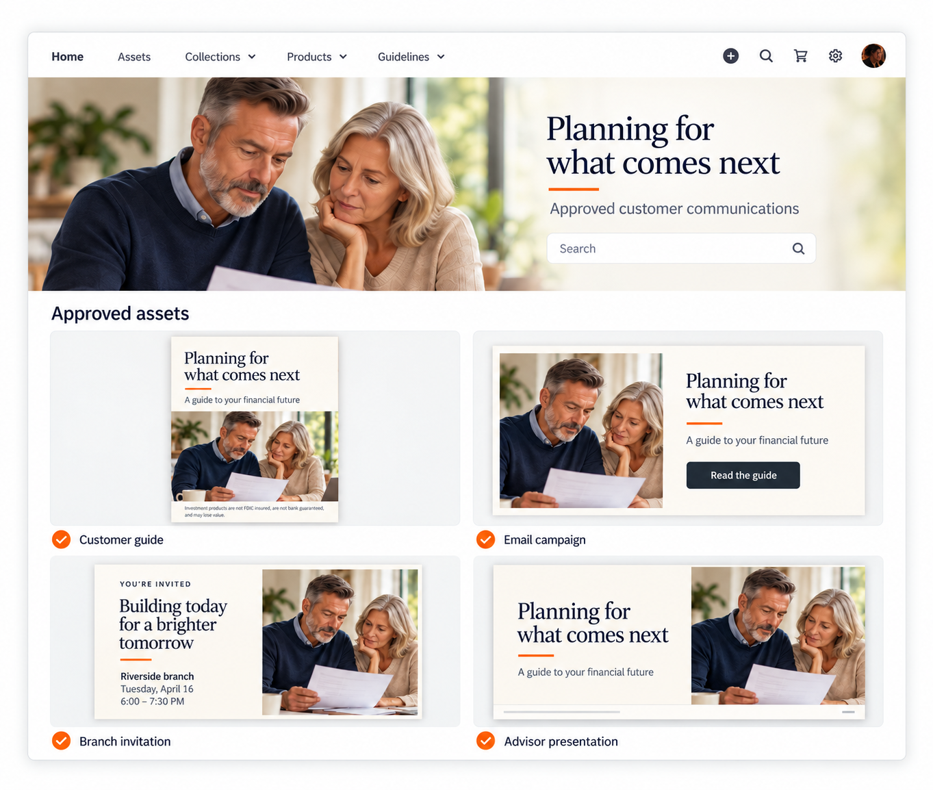 Approved financial campaign assets portal