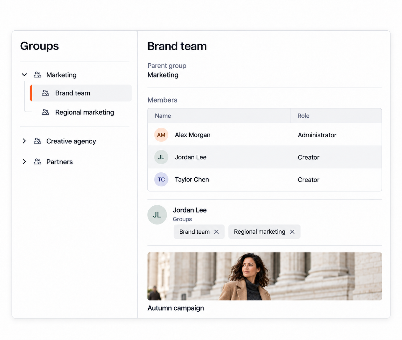 Group hierarchy with shared membership