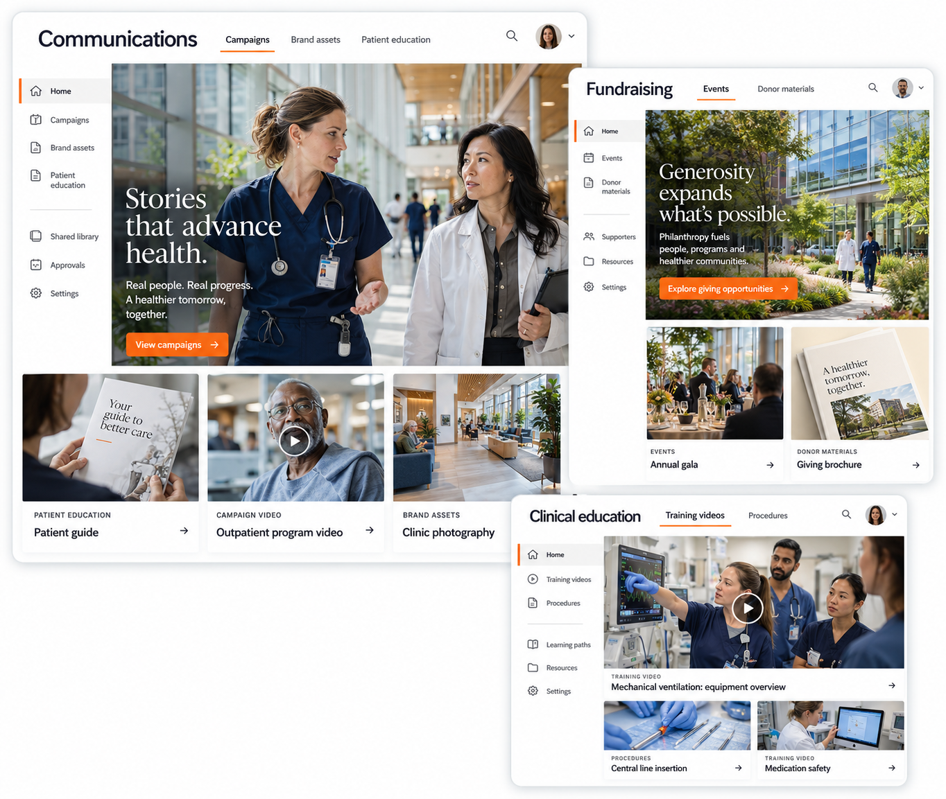 Healthcare departmental spaces in Orange Logic