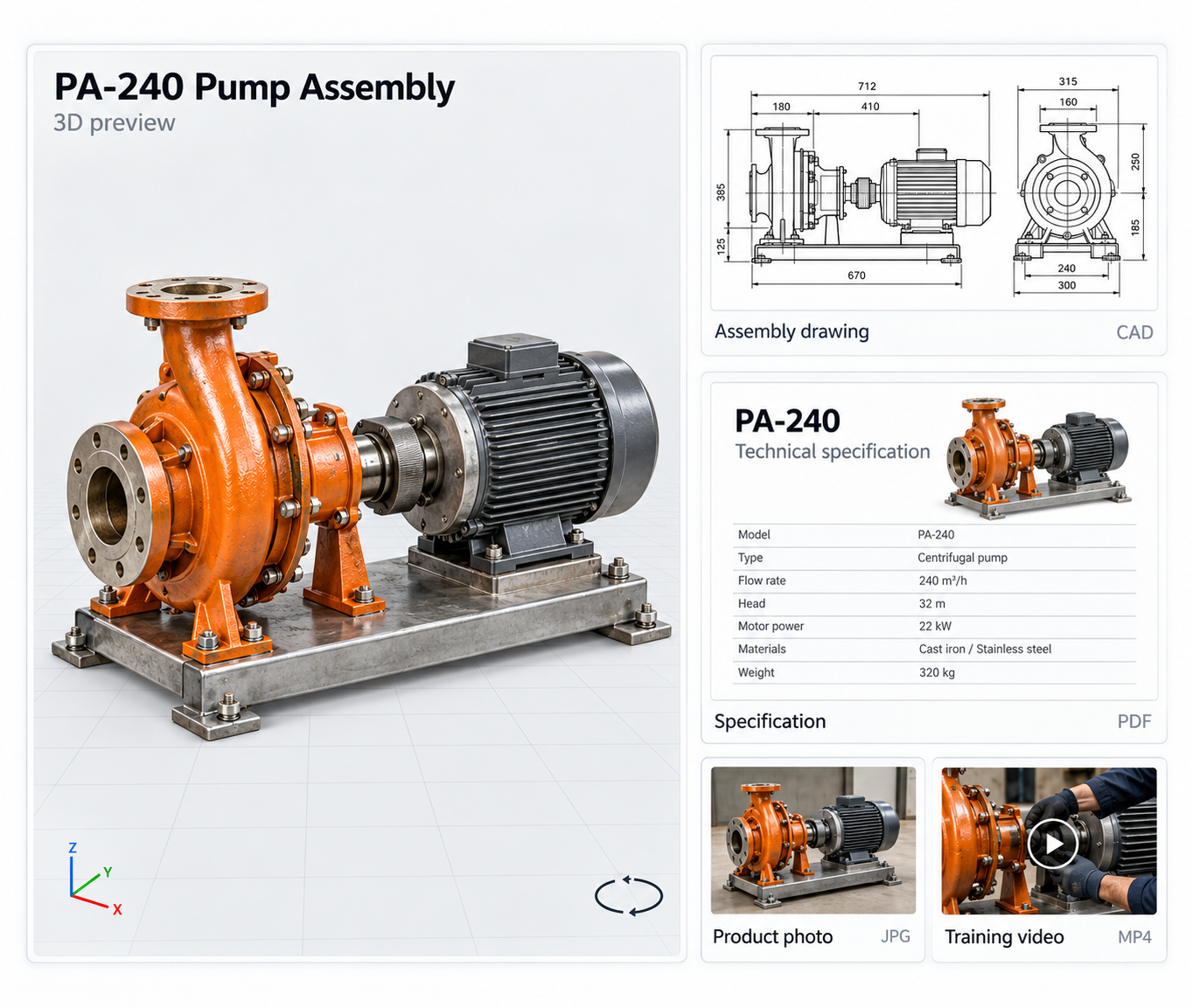 PA-240 pump assembly media mockup