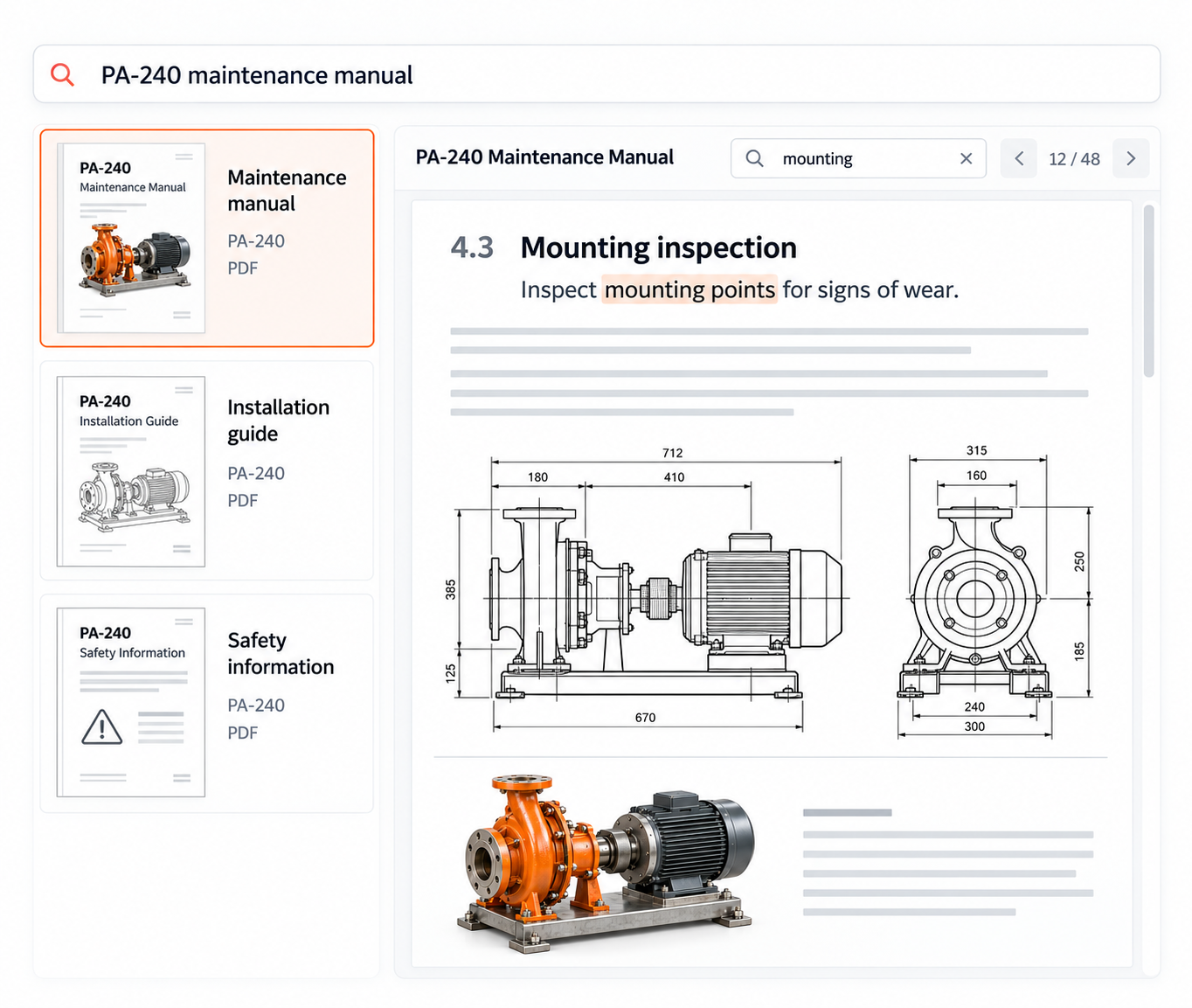 PA-240 technical manual search