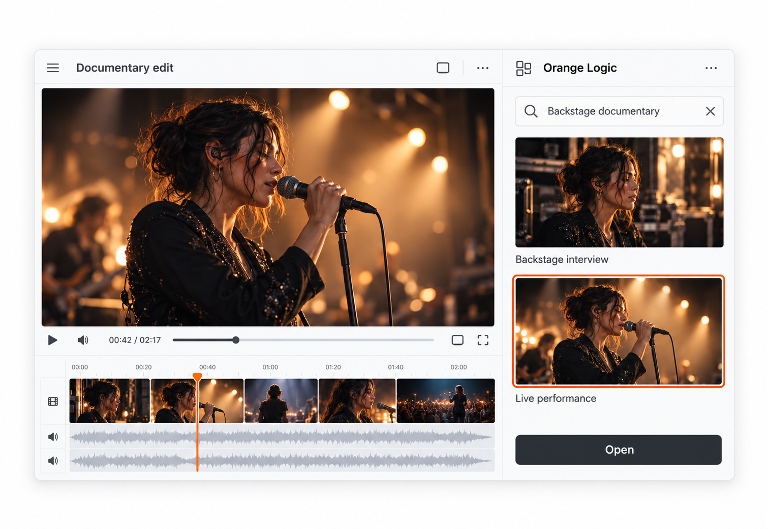 Orange Logic music documentary workflow