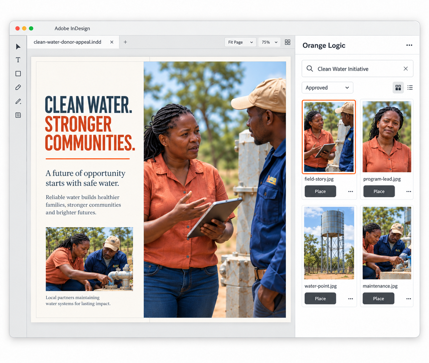 Clean Water Campaign in InDesign