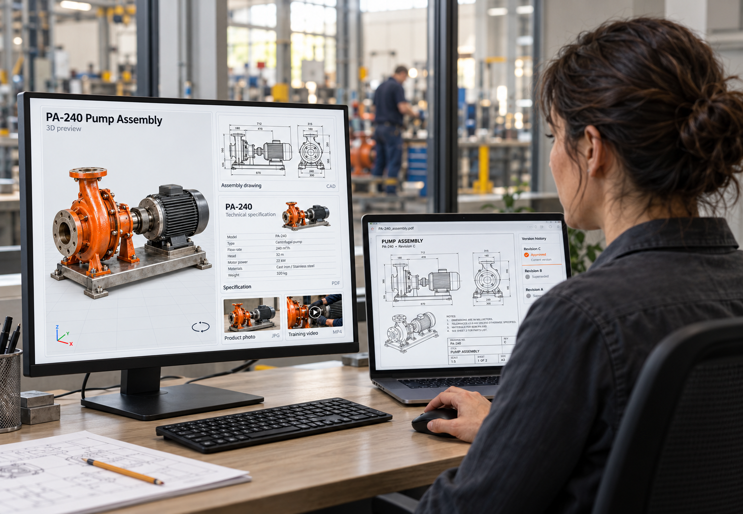 Technical Manager Reviewing Pump Design