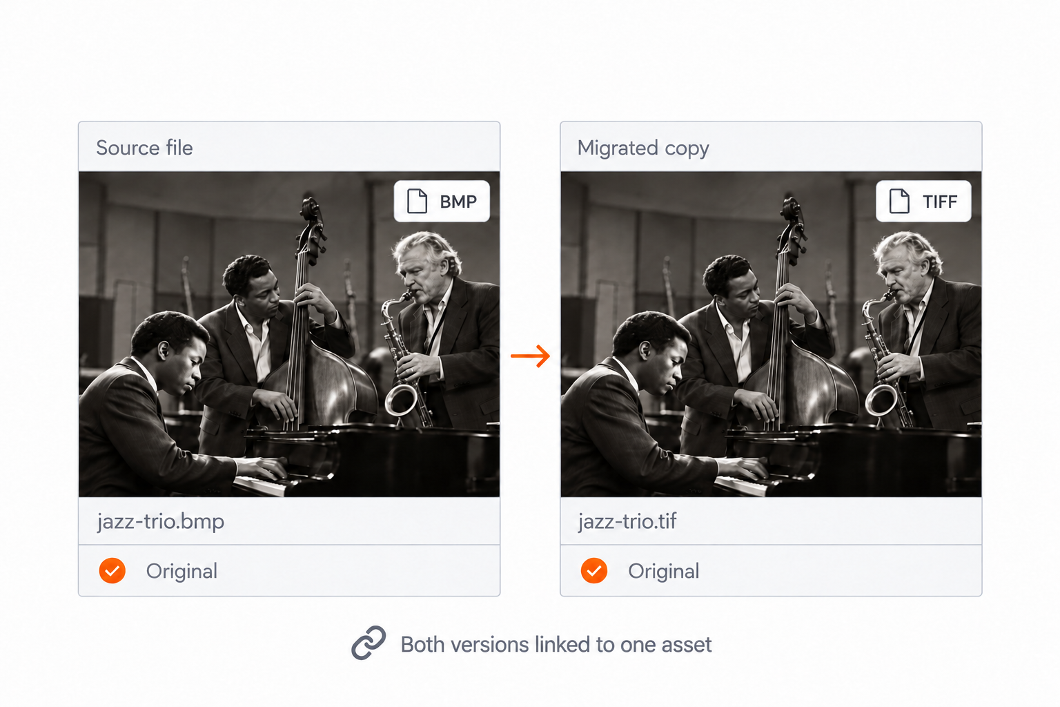 Two photo versions, one asset
