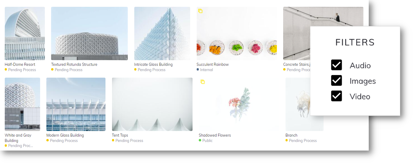Dam asset filters Dam asset filters