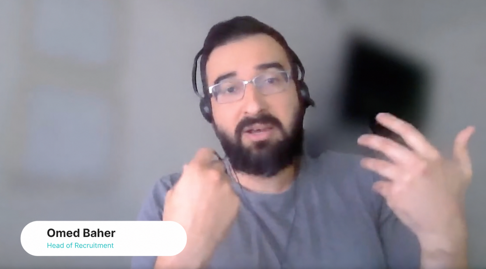 Webcam interview still, overlay removed